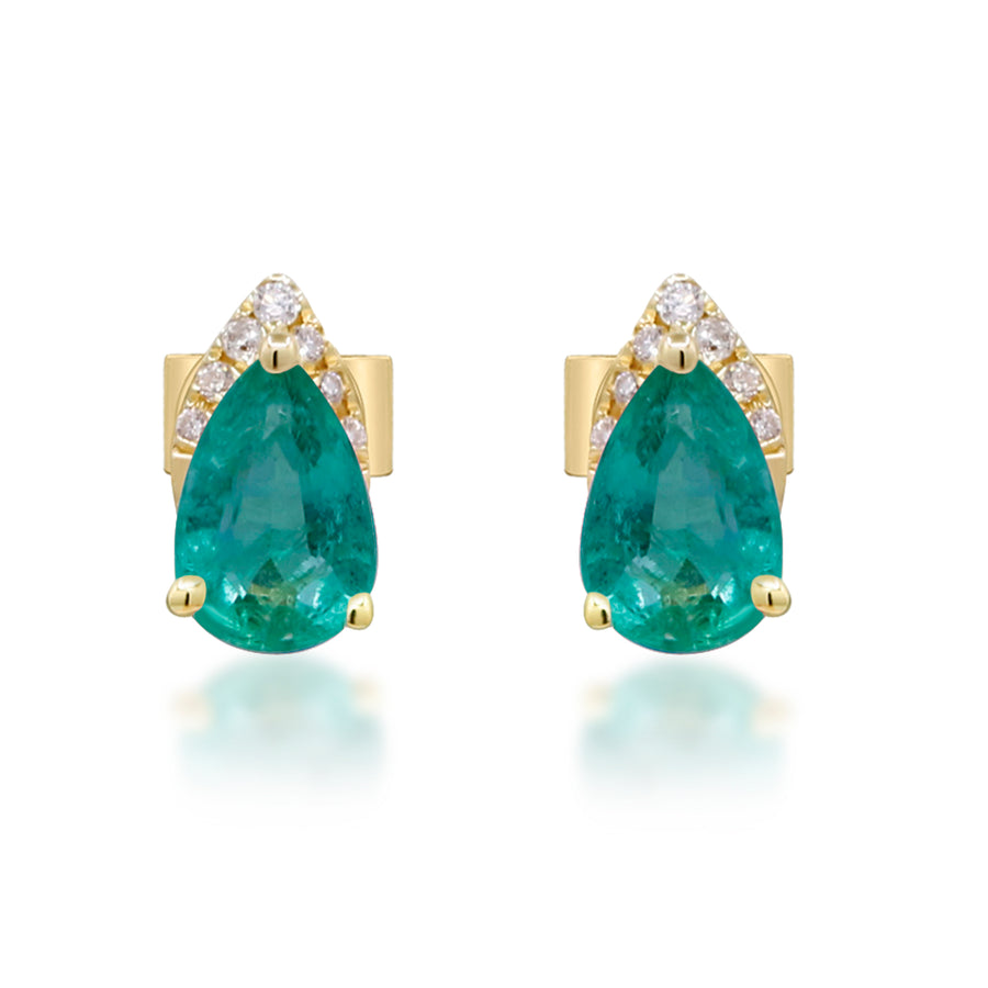 Bailey 10K Yellow Gold Pear-Cut Natural Zambian Emerald Earrings