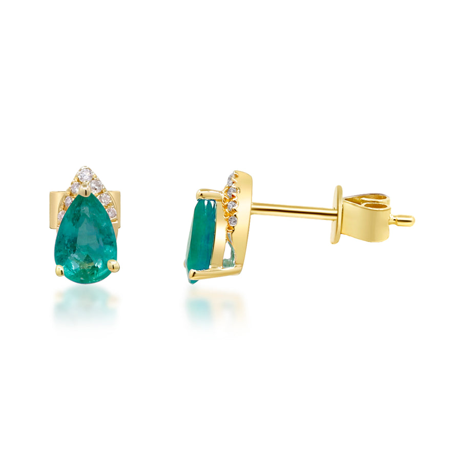 Bailey 10K Yellow Gold Pear-Cut Natural Zambian Emerald Earrings