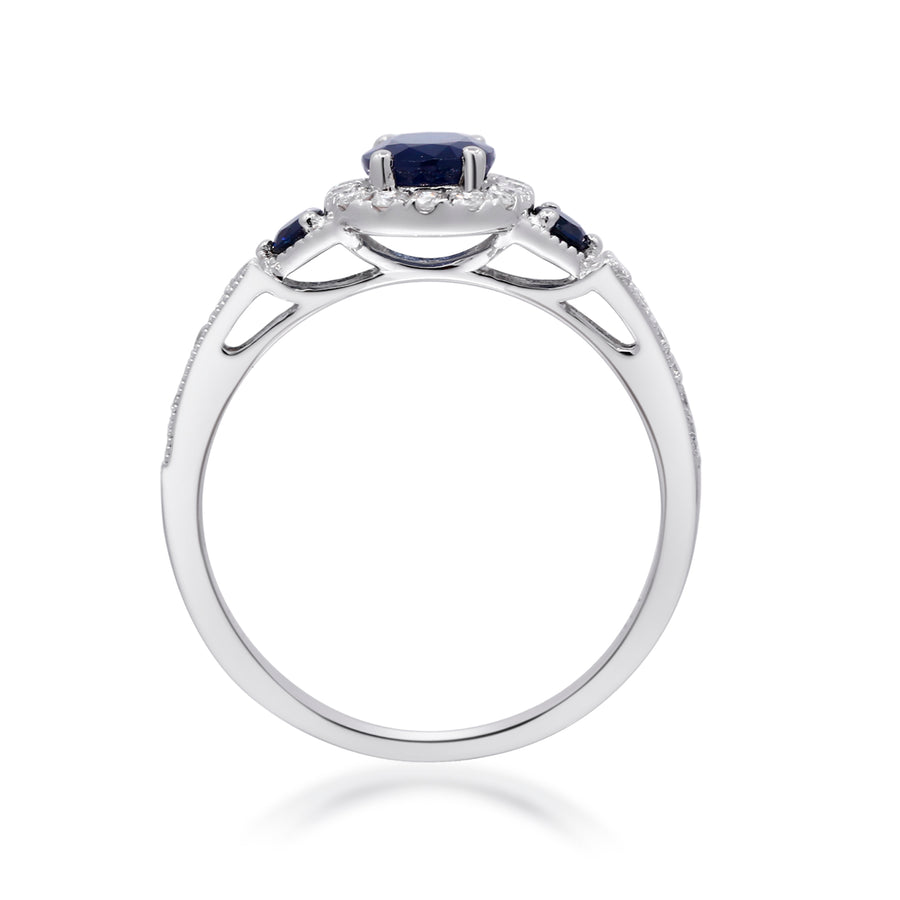 Fiona 14K White Gold Oval-Cut Ceylon Blue Sapphire Ring