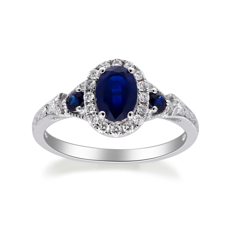 Fiona 14K White Gold Oval-Cut Ceylon Blue Sapphire Ring