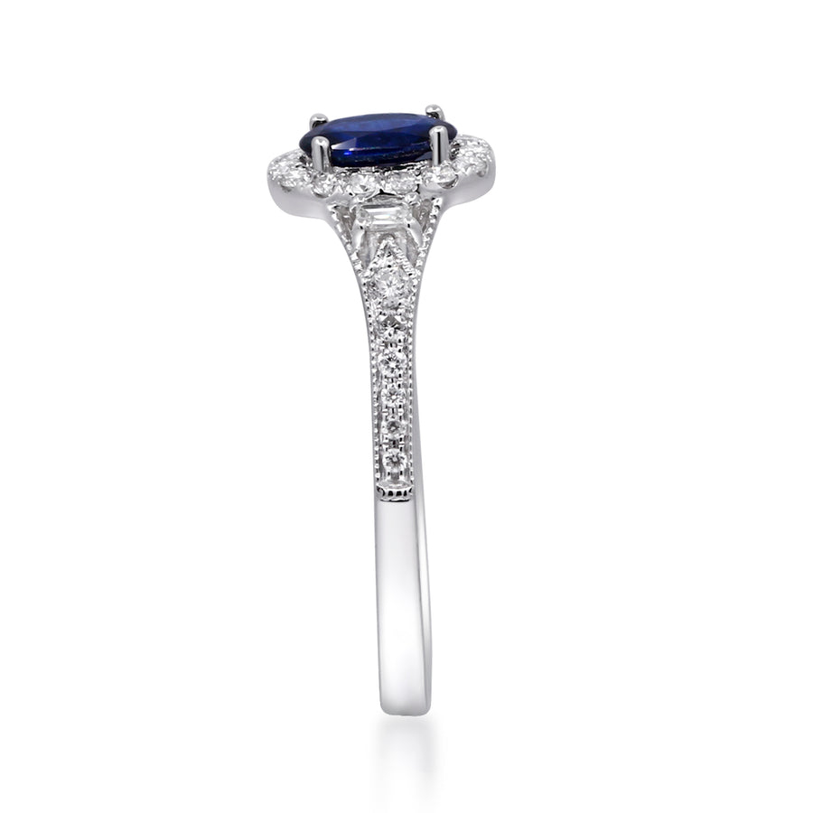 Joy 14K White Gold Oval-Cut Blue Sapphire Ring