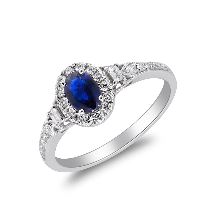 Joy 14K White Gold Oval-Cut Blue Sapphire Ring