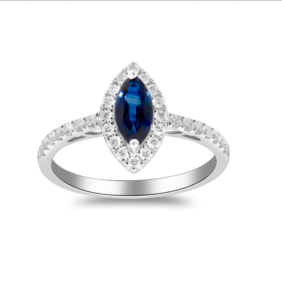 Jaylani 14K White Gold Marquise-Cut Blue Sapphire Ring