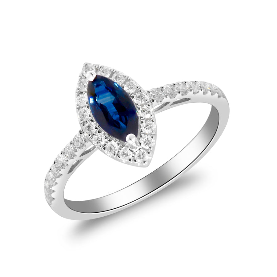 Jaylani 14K White Gold Marquise-Cut Blue Sapphire Ring