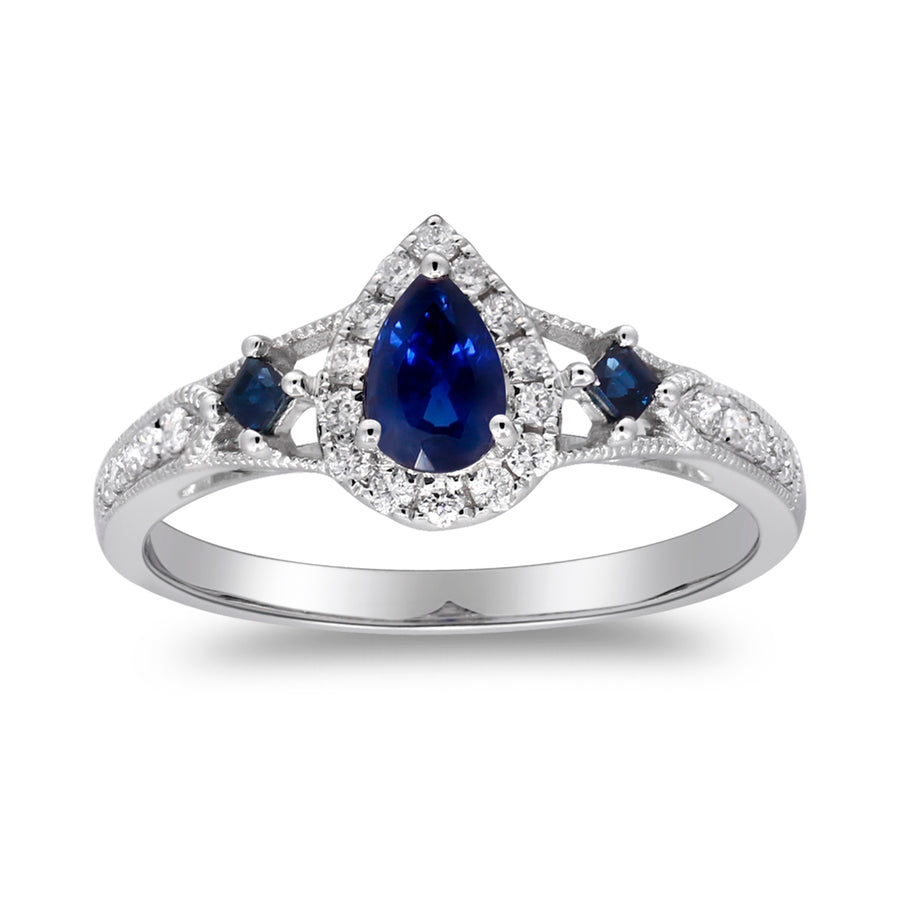 Kaylani 14K White Gold Pear-Cut Blue Sapphire Ring