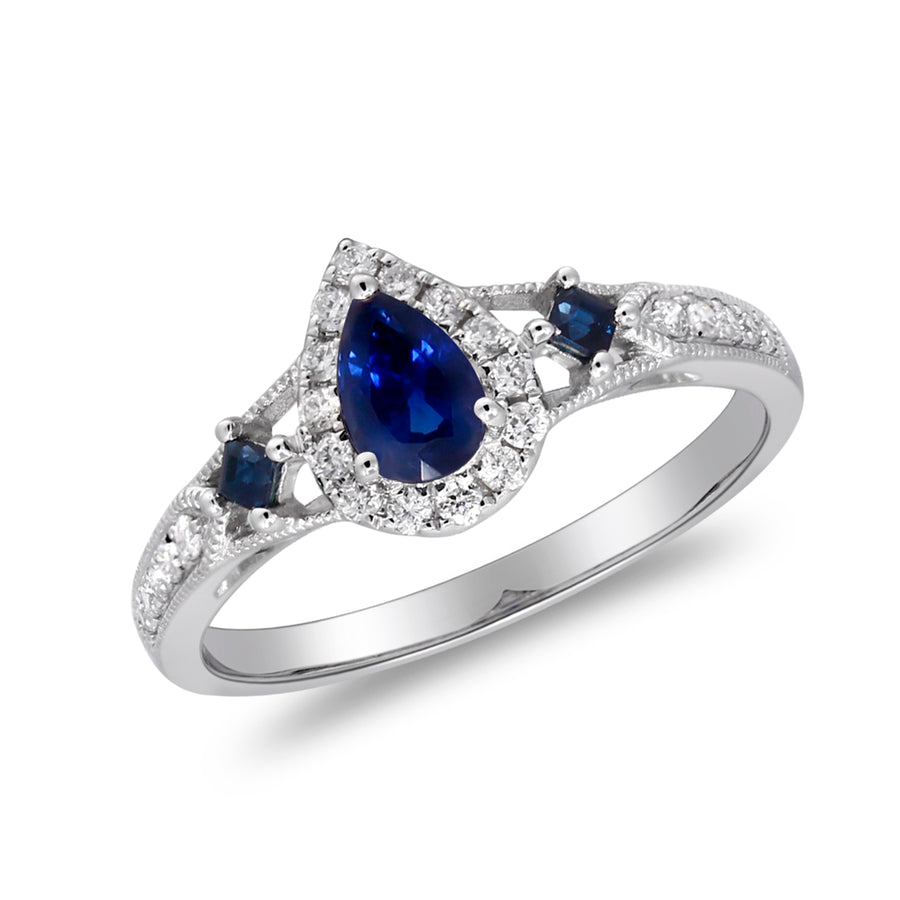 Kaylani 14K White Gold Pear-Cut Ceylon Blue Sapphire Ring
