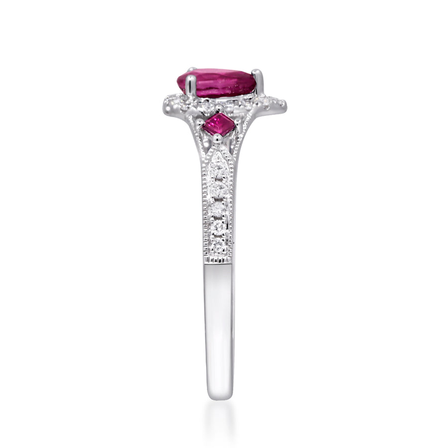 Willa 14K White Gold Pear-Cut Ruby Ring