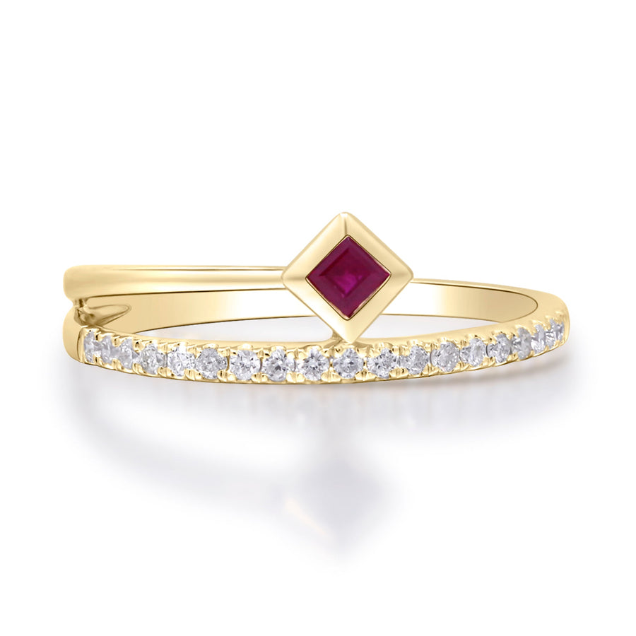 Aisha 14K Yellow Gold Square-Cut Mozambique Ruby Ring