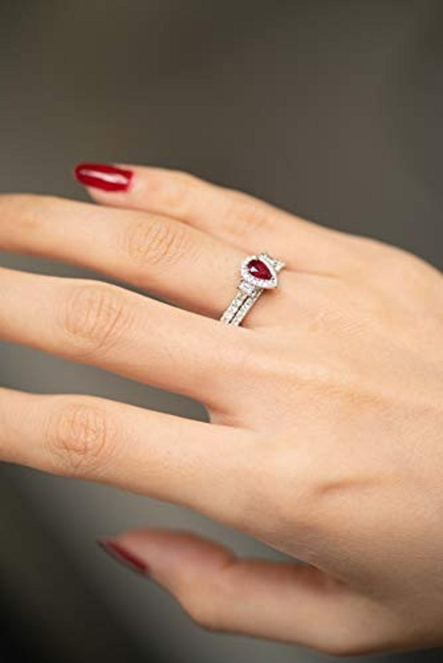 Kaitlyn 14K White Gold Pear-Cut Ruby Ring