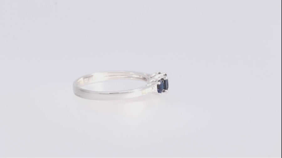 Nivea 10K White Gold square-Cut Blue Sapphire Ring