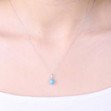 Adelina 10K White Gold Cushion-Cab Arizona Turquoise Pendant