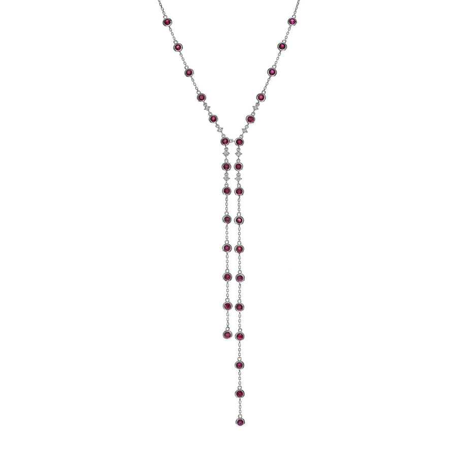 Aaliyah 14K White Gold Round-Cut Hot Pink Mozambique Ruby Necklaces