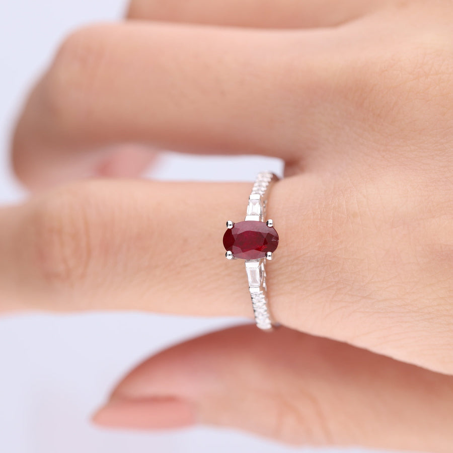 Oakleigh 14K White Gold Oval-Cut Mozambique Ruby Ring