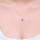 Nova 10K White Gold Emerald-Cut Ceylon Blue Sapphire Pendant