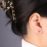 Christina 10K Yellow Gold Square-Cut Mozambique Ruby Earring