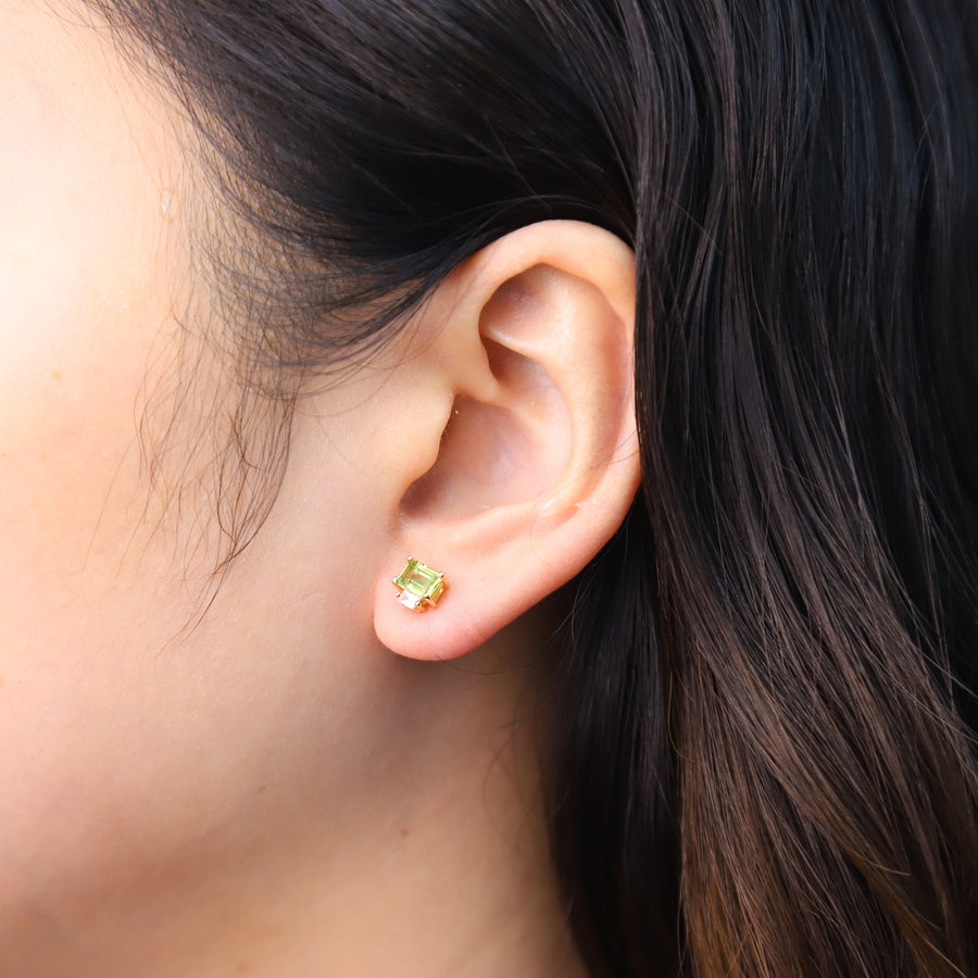 Ashlyn 10K Yellow Gold Emerald-Cut Manchurian Peridot Earring