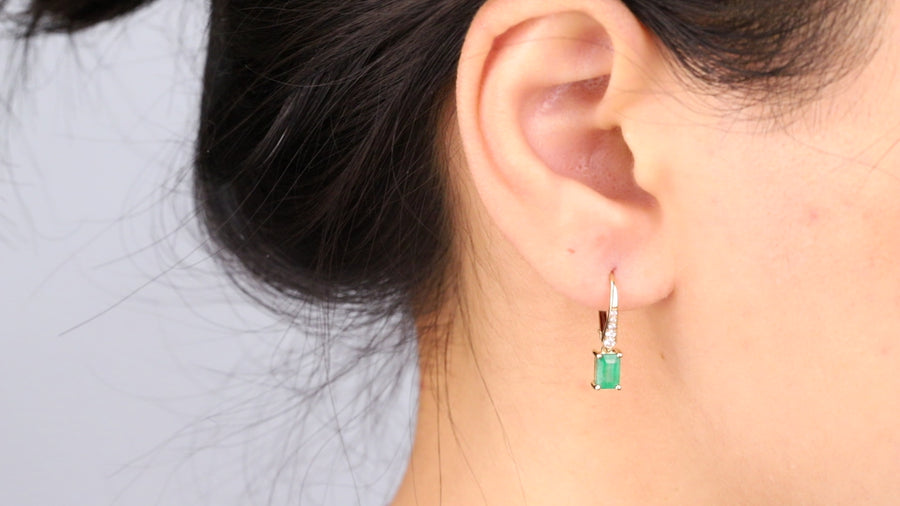 Eva 14K Yellow Gold Emerald-Cut Natural Zambian Emerald Earrings