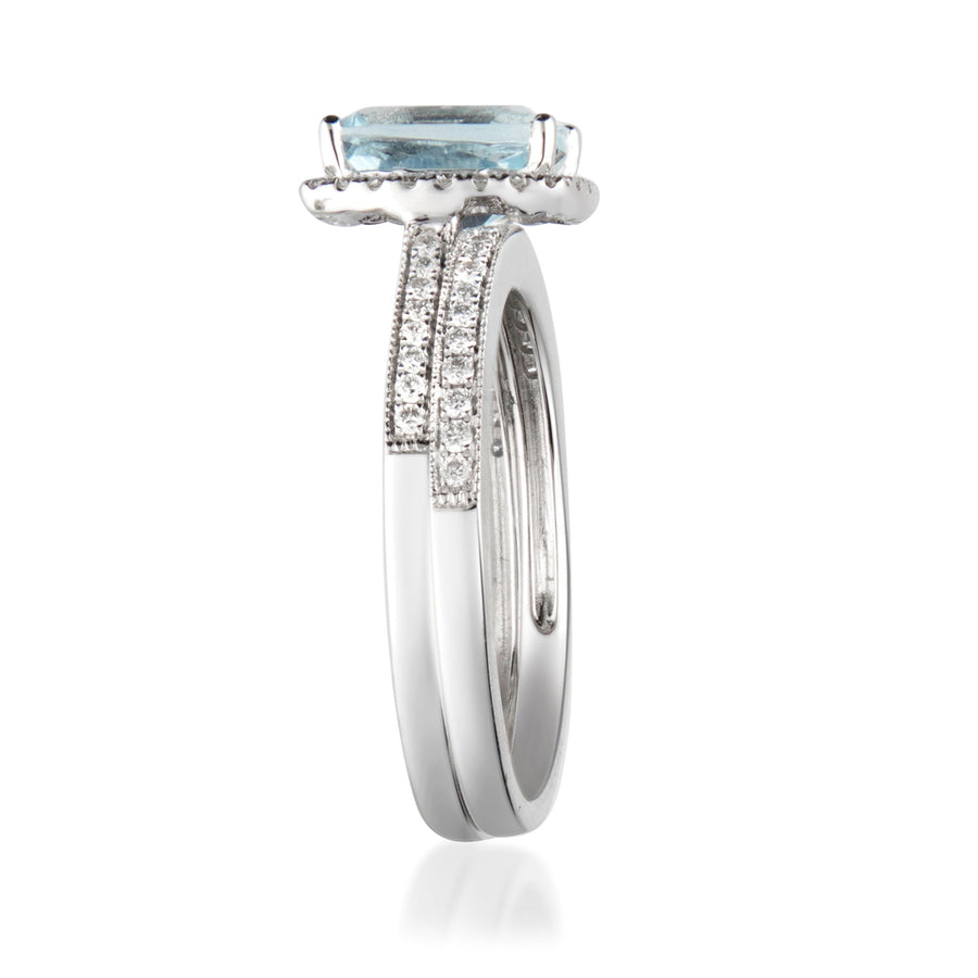 Elsa 14K White Gold Cushion-Cut Brazilian Aquamarine Ring
