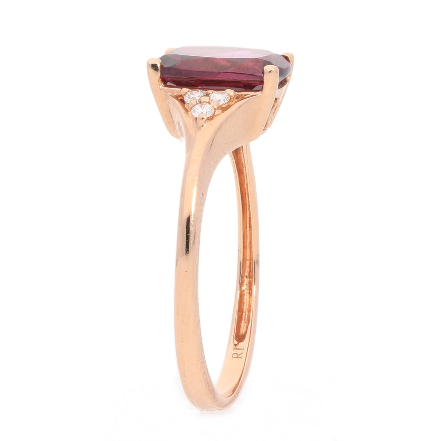 Laylah 10K Rose Gold Cushion-Cut Madagascar Rhodolite Ring