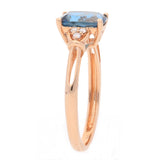 Karlee 10K Rose Gold Cushion-Cut Brazilian London Blue Topaz Ring