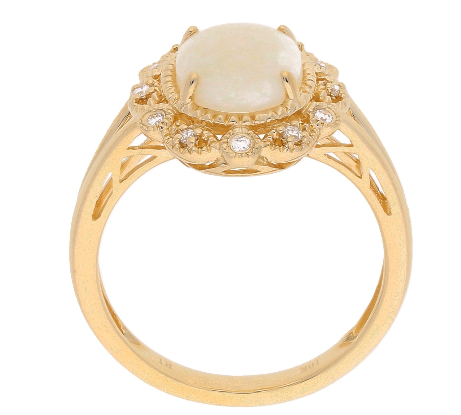Aleah 10K Yellow Gold Oval-Tab Natural African Opal Ring