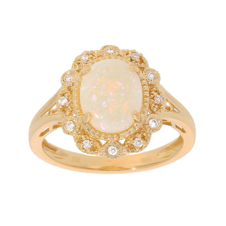 Aleah 10K Yellow Gold Oval-Tab Opal Ring